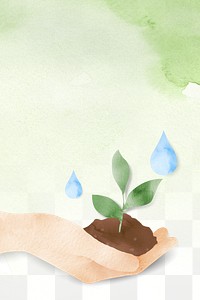 Png nature conservation watercolor background with planting tree illustration