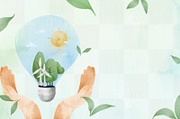 Png sustainable background with earth in a light bulb watercolor illustration                                                                    