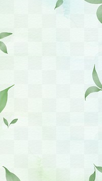 Png environment background with leaf border in watercolor illustration     