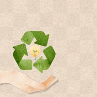 Png recycle background with hand support sustainable idea watercolor              