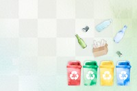 Png waste recycling bin background in watercolor illustration