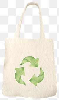 Png tote bag with recycle icon design element