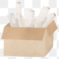 Png box filled with papers design element