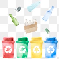 Trash png recycling bins design element set