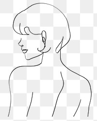 Png woman’s upper body minimal line art illustration