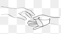 Png hands minimal line art reaching for each other illustration