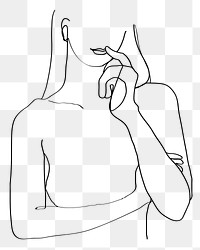 Png woman’s upper body minimal line art illustration