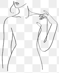 Png woman’s upper body minimal line art illustration