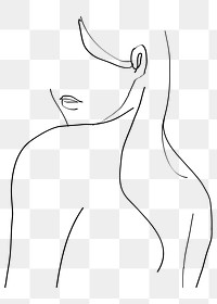 Png woman’s upper body minimal line art illustration