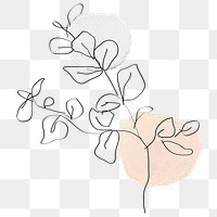 Png leaf peachy orange line art minimal design element