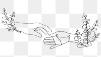 Png hands floral minimal black line art illustration