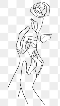 Png hands flower minimal black line art illustration