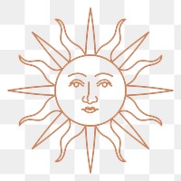 Png antique sun with face linear style