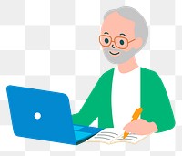 PNG senior e-learning character flat graphic