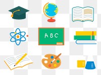 PNG flat educational icon set