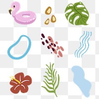 Tropical summer sticker collection design element   