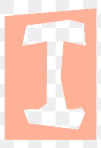 I letter paper cut png alphabet  typography font