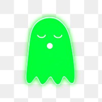 Neon green Halloween ghost sticker overlay design element