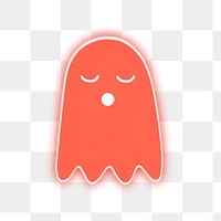 Neon red Halloween ghost sticker overlay design element