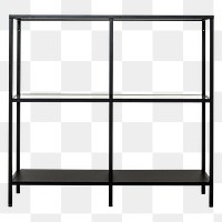 Black steel shelf png mockup for books