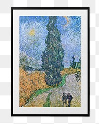 Van Gogh’s png framed painting, wall decor, remixed from public domain artwork