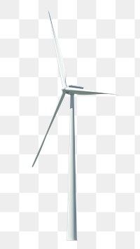 3D wind turbine png sticker, clean energy source on transparent background