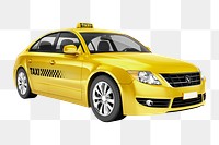 3D cab png clipart, yellow car, vehicle on transparent background