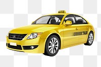 3D taxi png clipart, yellow car, vehicle on transparent background