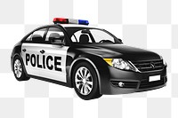 3D police car png, patrol vehicle on transparent background