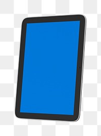 Black digital tablet with blue screen transparent png