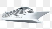 3D cruise ship png, boat on transparent background