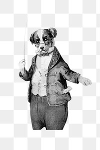 Vintage monochrome dog conductor design element