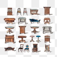 Hand drawn furniture set design resource