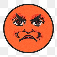 Vintage red round angry emoji design element