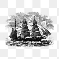 PNG Vintage European style ship engraving, transparent background
