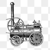 PNG Vintage portable steam engines engraving illustration, transparent background