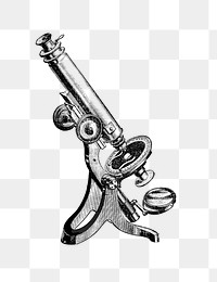 PNG Vintage microscope engraving illustration, transparent background