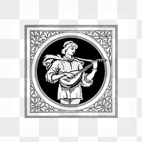 PNG Antique medieval male character badge illustration, transparent background