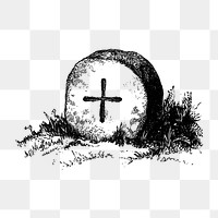 PNG Drawing of a tombstone, transparent background