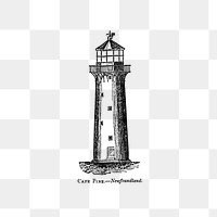 PNG Drawing of a lighthouse, transparent background