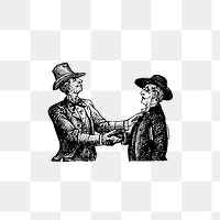 PNG Drawing of a shaking hands men, transparent background