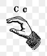 PNG Sign language for letter C illustration vector, transparent background