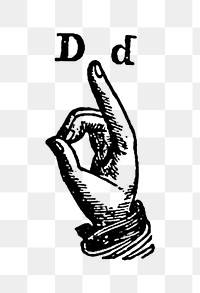 PNG Sign language for letter D illustration vector, transparent background