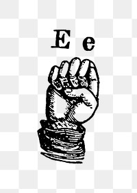 PNG Sign language for letter E illustration vector, transparent background