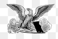 PNG Drawing of an eagle on a shield, transparent background