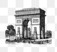 PNG Drawing of an Arc de Triomphe, transparent background