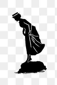 PNG Drawing of a lady silhouette, transparent background