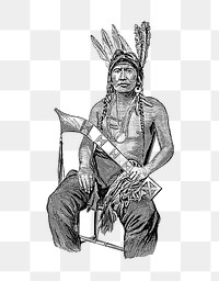 PNG Drawing of a native American, transparent background