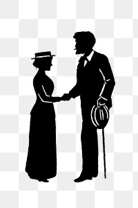 PNG Drawing of a lady and gentleman in silhouette, transparent background