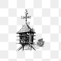 PNG Drawing of a birdhouse, transparent background